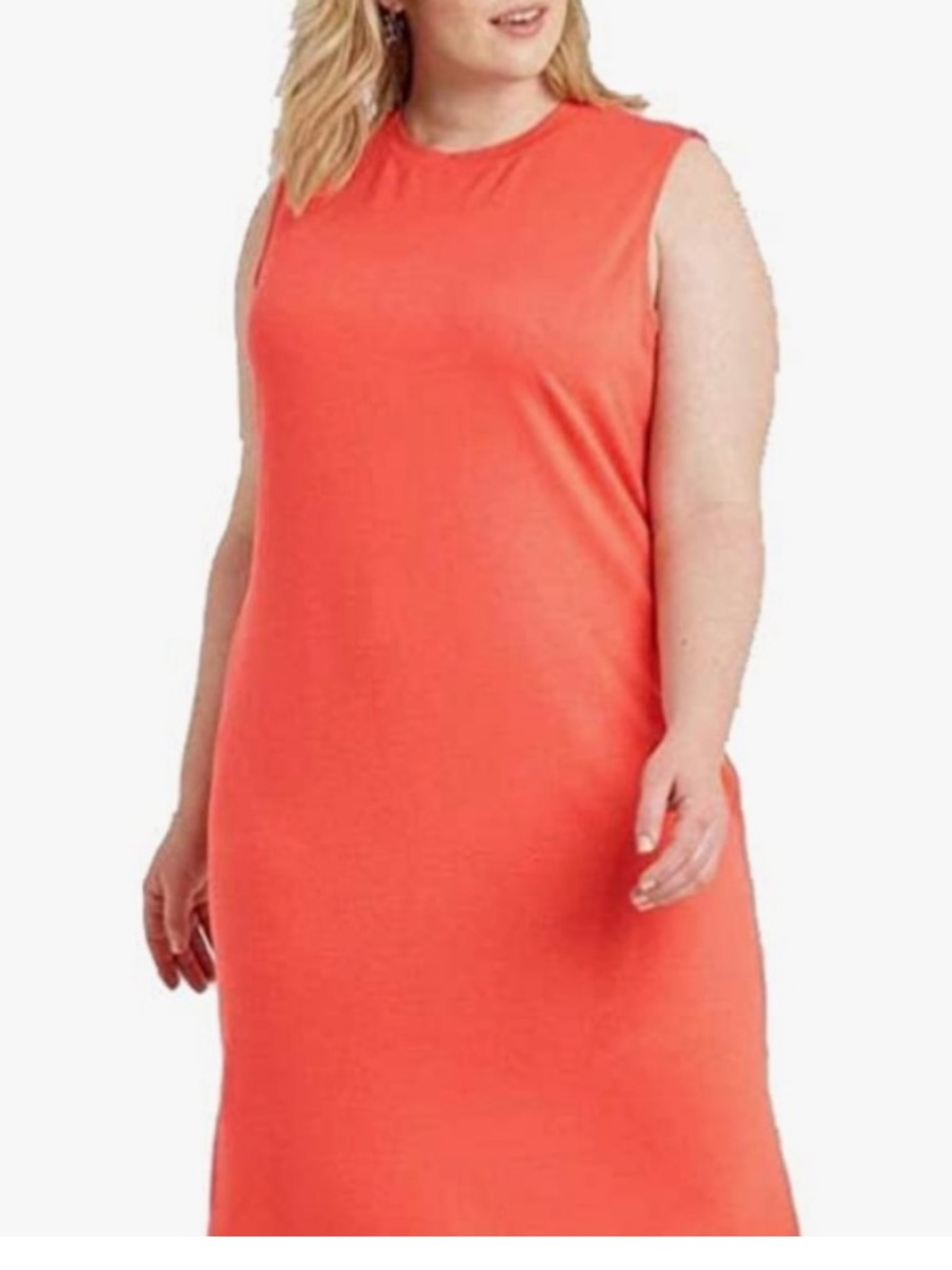 Ava & Viv Sleeveless Crewneck Dress bright coral orange pink 3X NWT